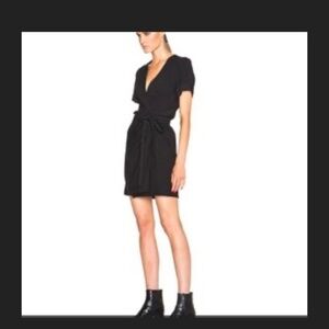 Isabel Marant Etoile black linen wrap dress